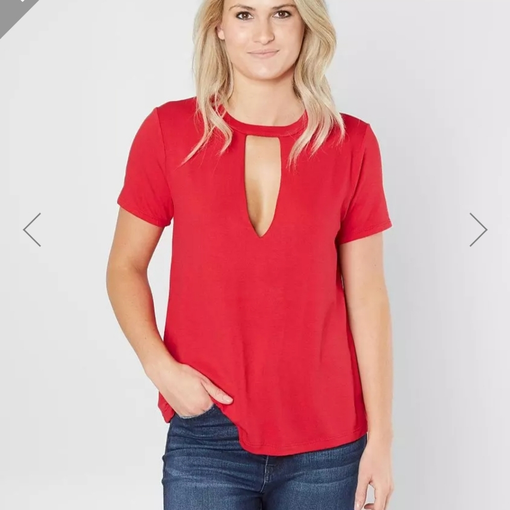 Red by BKE Low Cut Red Top